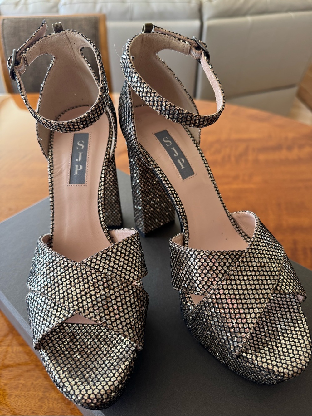 SJP by Sarah Jessica Parker Silver Metallic Platform Sandals